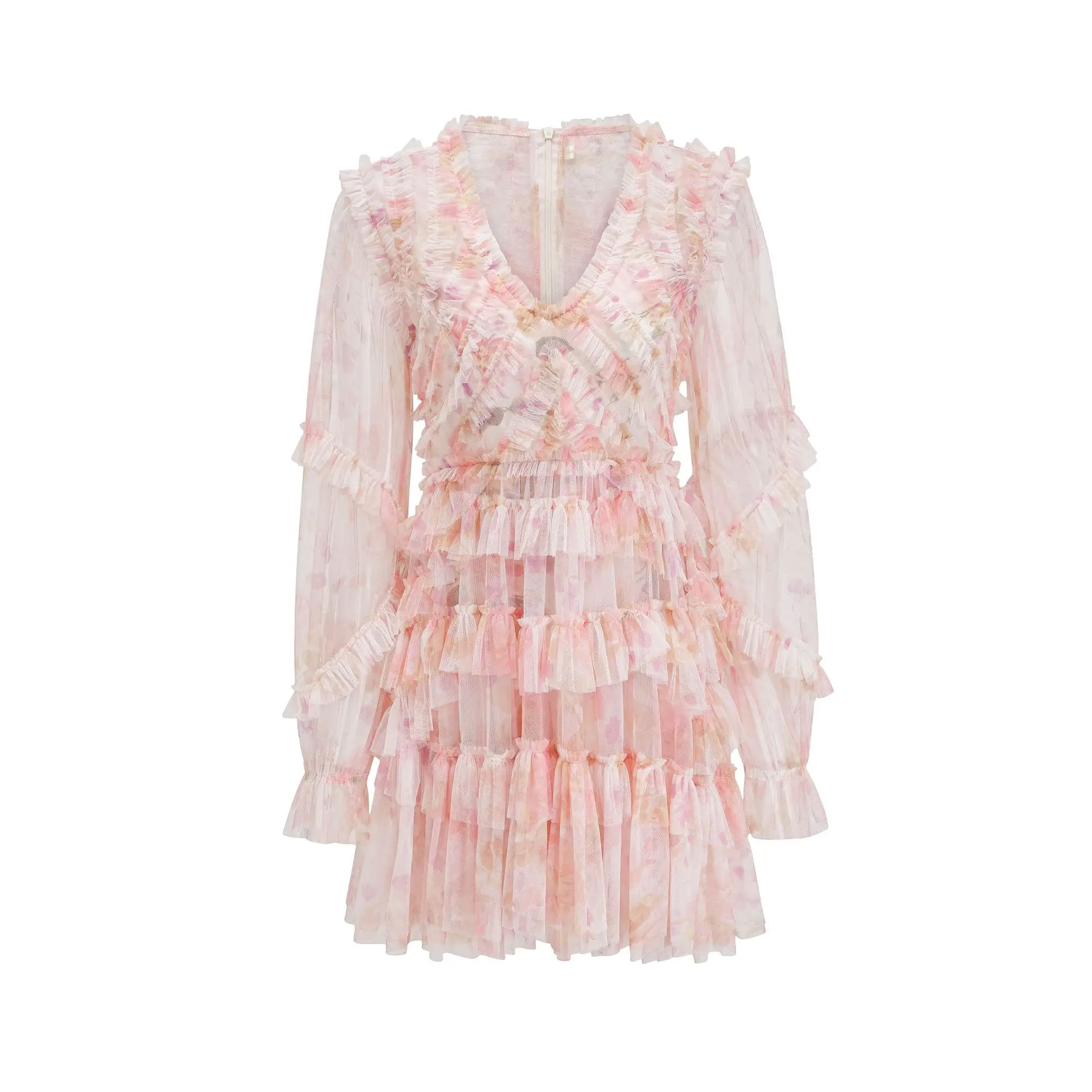 Новое стильное короткое платье из сетки с длинными рукавами и V-образным вырезом с завышенной талией
Новое стильное короткое платье из сетки с длинными рукавами и V-образным вырезом с завышенной талией