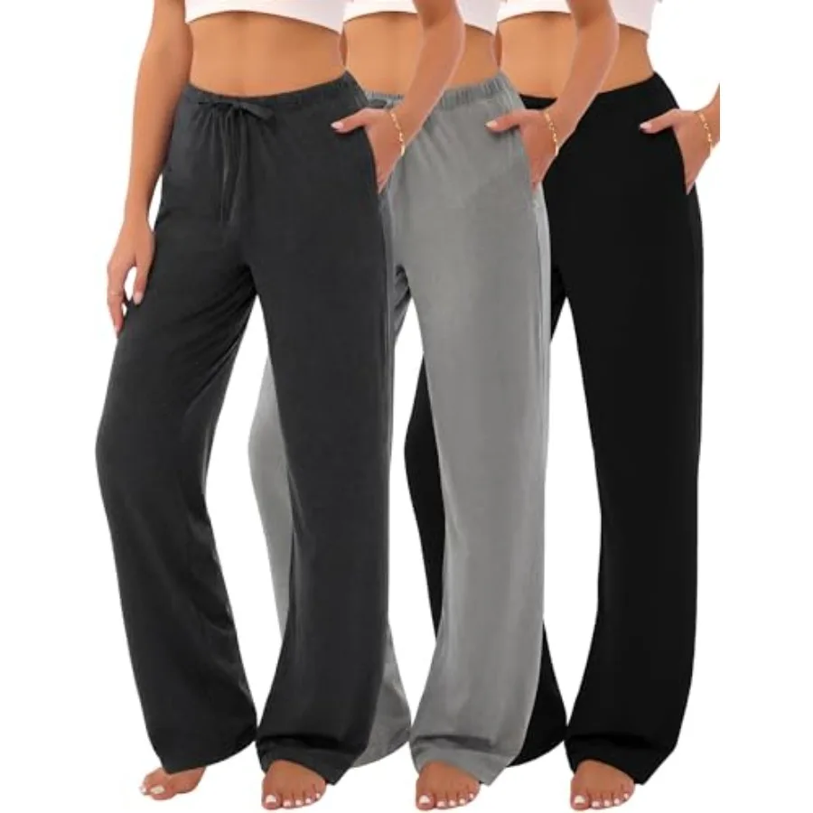 3-Pack Womens Pajama Pants with Drawstring, Soft Sleep and Lounge Pants
3-Pack Womens Pajama Pants with Drawstring, Soft Sleep and Lounge Pants
