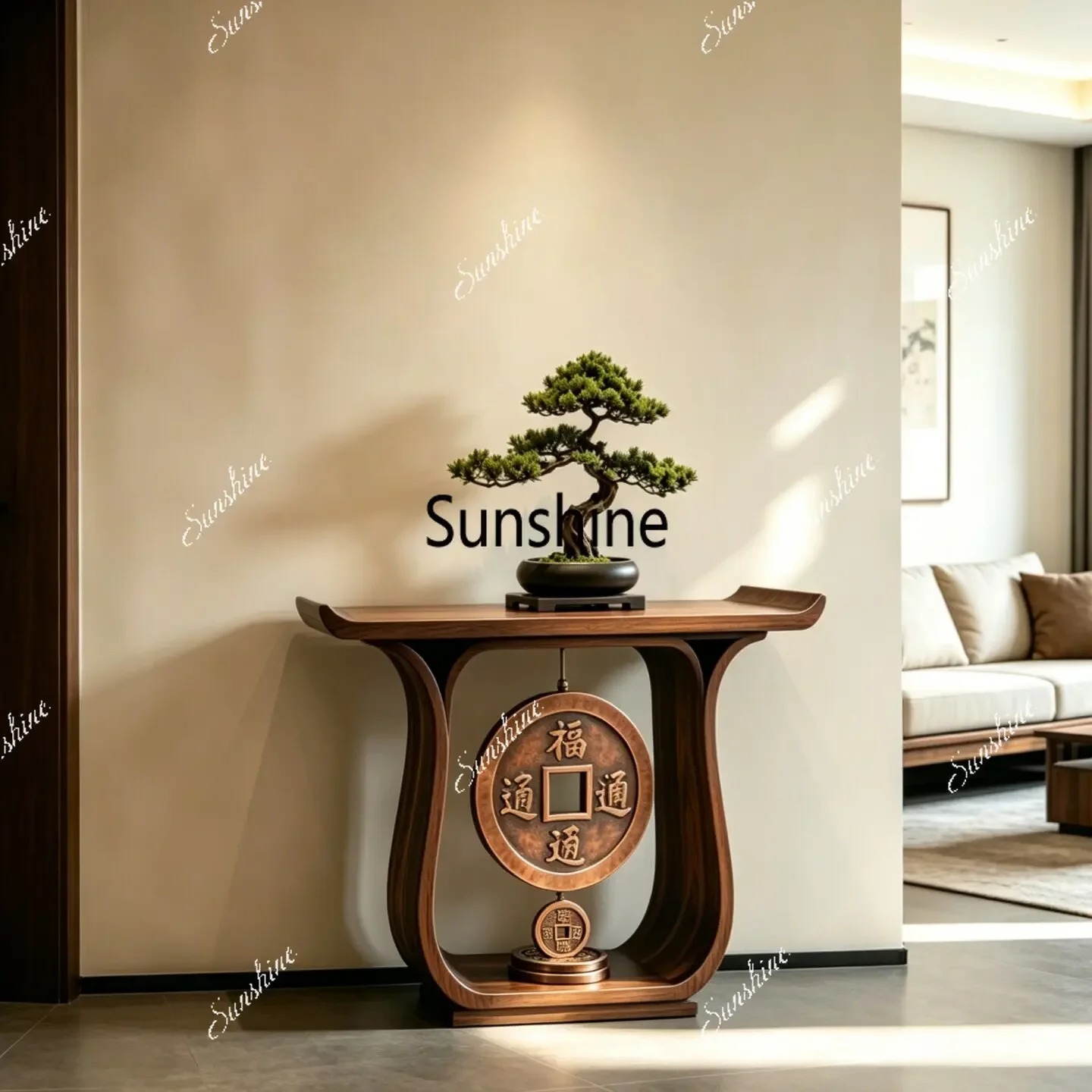 New Chinese-style solid wood entrance table living room against the wall
New Chinese-style solid wood entrance table living room against the wall