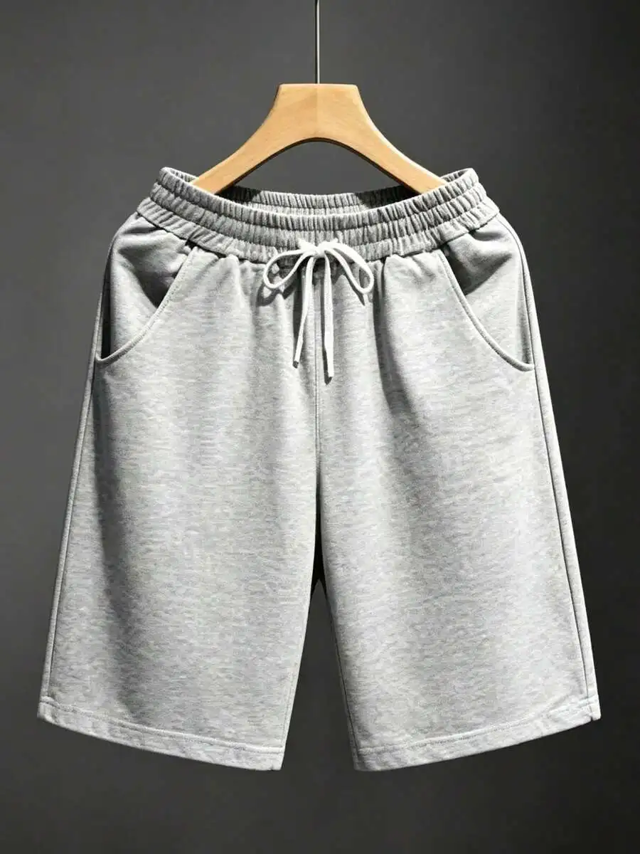 Casual Solid Gray Knit Shorts With Drawstring Waist Loose Fit Knee Length Bermuda Shorts With Pockets
Casual Solid Gray Knit Shorts With Drawstring Waist Loose Fit Knee Length Bermuda Shorts With Pockets