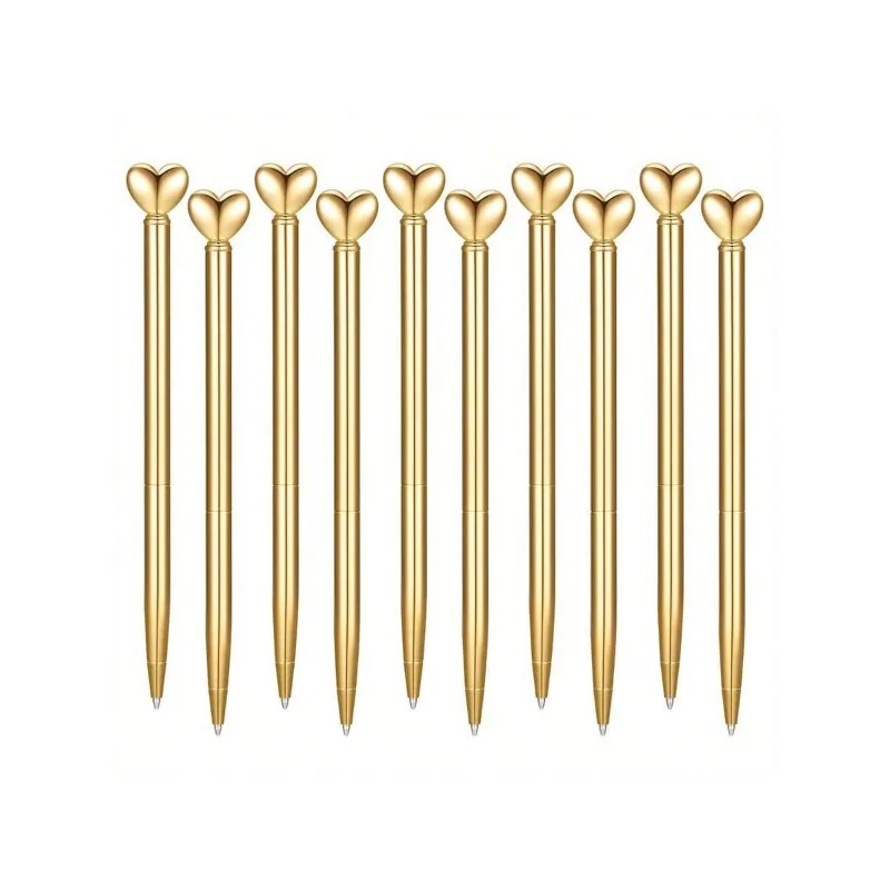 10 Pcs Heart-Shaped Retractable Metal Pens with Black Ink, Medium Point, Round Body, Twist Closure - Perfect for Business, Offic
10 Pcs Heart-Shaped Retractable Metal Pens with Black Ink, Medium Point, Round Body, Twist Closure - Perfect for Business, Offic