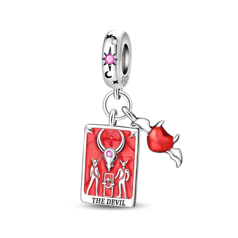 925 Sterling Silver Charms Bead CZ Zircon Tarot Cards Devil Position Dangle Fit Original Bracelet DIY Women Jewelry Gift
925 Sterling Silver Charms Bead CZ Zircon Tarot Cards Devil Position Dangle Fit Original Bracelet DIY Women Jewelry Gift