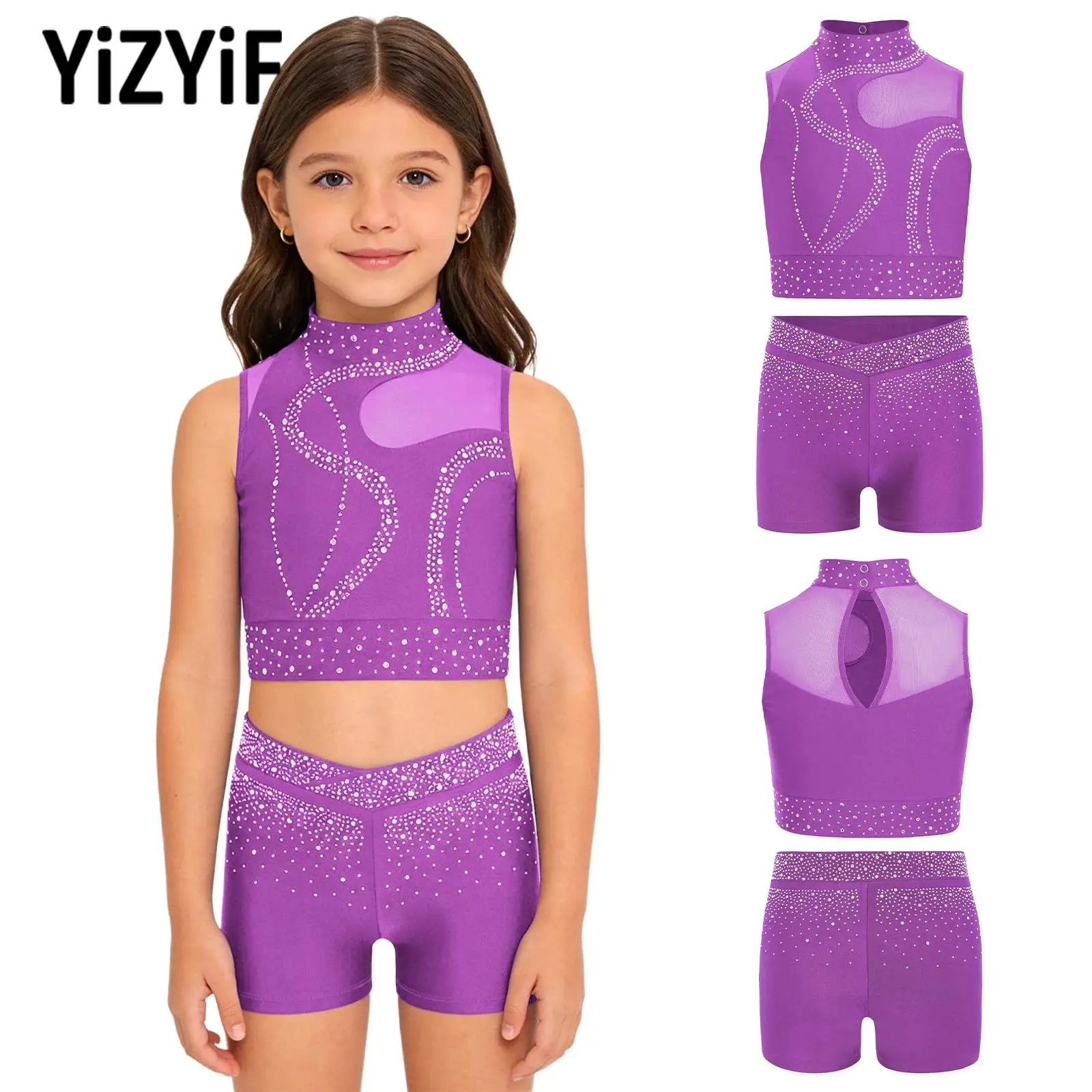 Детский костюм для балета и танцев для девочек, гимнастический спортивный костюм для фигурного катания, сетчатый укороченный топ без рукавов со стразами + шорты
Детский костюм для балета и танцев для девочек, гимнастический спортивный костюм для фигурного катания, сетчатый укороченный топ без рукавов со стразами + шорты