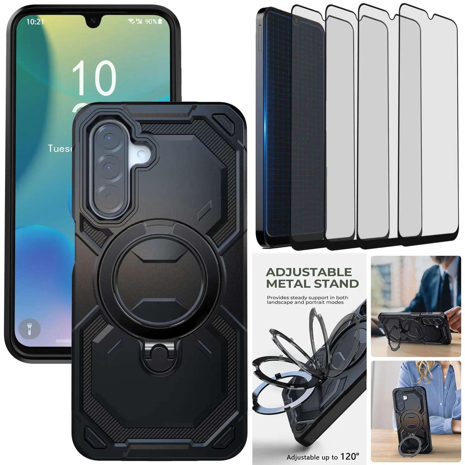 For Samsung For Galaxy A26 Ring Kickstand Holder Case Magnetic Rugged Phone Cover +4PCS Clear Tempered Glass Screen Portectors
For Samsung For Galaxy A26 Ring Kickstand Holder Case Magnetic Rugged Phone Cover +4PCS Clear Tempered Glass Screen Portectors