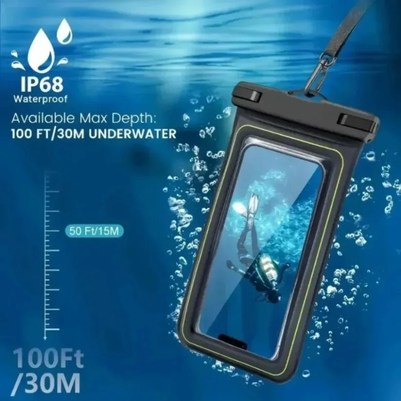 Floating Waterproof Phone Pouch IP68 7.5 Inch Touch Screen Protective Bag with Lanyard for Swimming Diving Beach Water Sports
Floating Waterproof Phone Pouch IP68 7.5 Inch Touch Screen Protective Bag with Lanyard for Swimming Diving Beach Water Sports