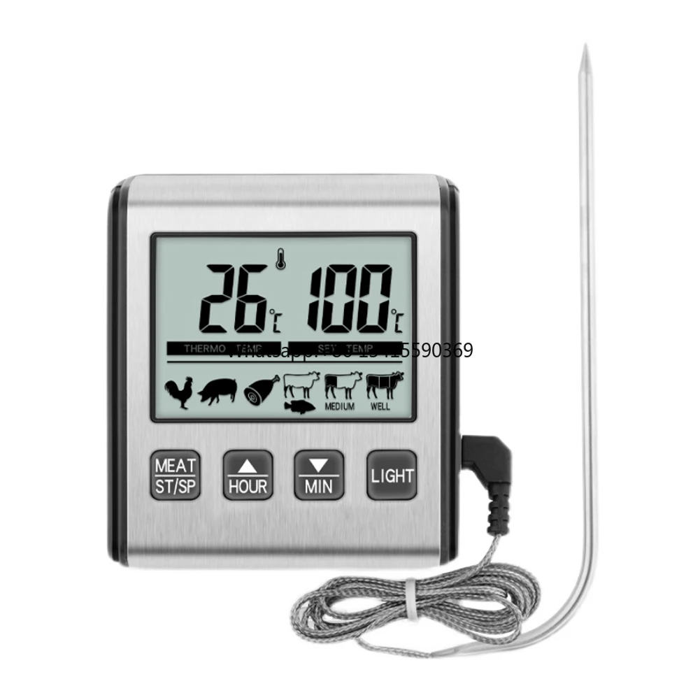 Digital LCD Backlit Display Stainless Steel Probe Food Cooking Meat With Timer Alarm Thermometer
Digital LCD Backlit Display Stainless Steel Probe Food Cooking Meat With Timer Alarm Thermometer