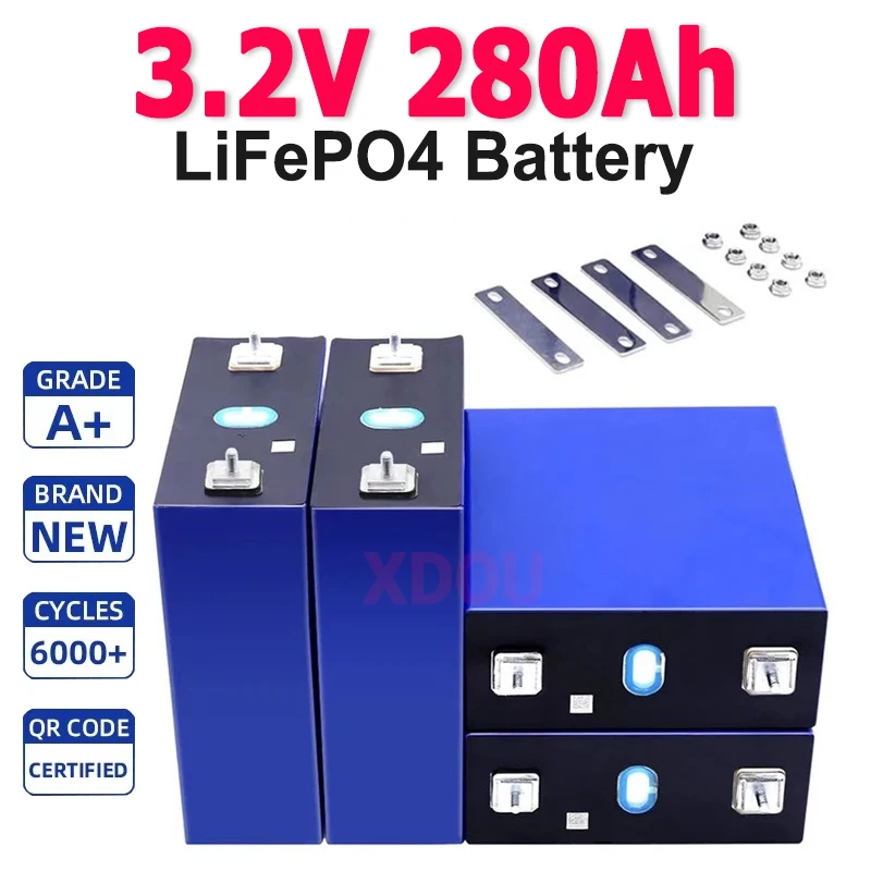 280Ah LiFePO4 Battery 3.2V Cell Grade A Lithium New QR Code High Capacity Deep Cycle Solar DIY 12V Lithium Battery Home Energy
280Ah LiFePO4 Battery 3.2V Cell Grade A Lithium New QR Code High Capacity Deep Cycle Solar DIY 12V Lithium Battery Home Energy