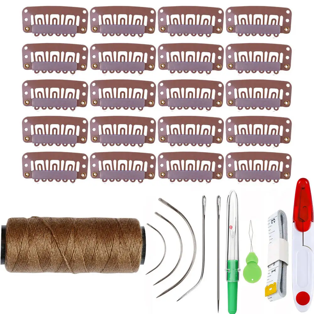20pcs U Shape Wig Clips Hairpieces Snap Clips for Hair Extensions Making Wig Accessories Set with Needle and Thread Tools
20pcs U Shape Wig Clips Hairpieces Snap Clips for Hair Extensions Making Wig Accessories Set with Needle and Thread Tools