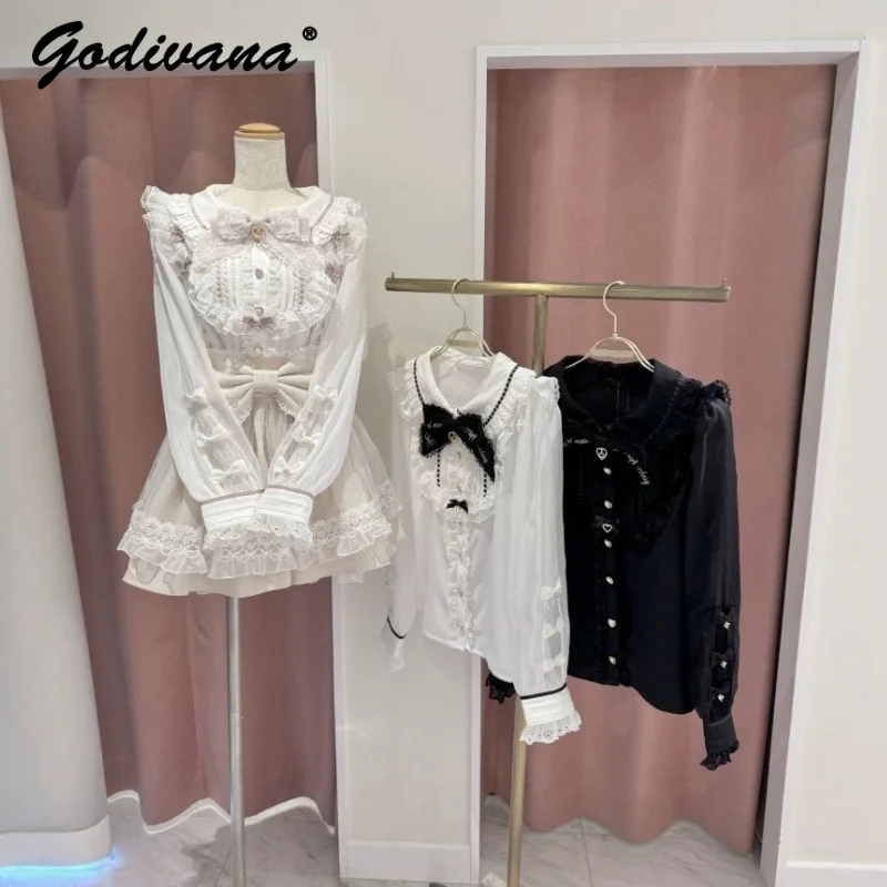 Japanese Liz Sweet Lace Bow Lolita Blouses and Shirts New Spring and Summer Women's Long Sleeve Chiffon Top Shirts Puff Skirts
Japanese Liz Sweet Lace Bow Lolita Blouses and Shirts New Spring and Summer Women's Long Sleeve Chiffon Top Shirts Puff Skirts