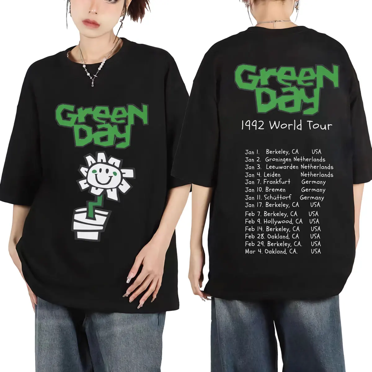 Green Day Rock Band Double Sided Print T-shirt Men Women Fashion Punk Hip Hop T-shirts Summer Casual 100%cotton O-Neck T Shirts
Green Day Rock Band Double Sided Print T-shirt Men Women Fashion Punk Hip Hop T-shirts Summer Casual 100%cotton O-Neck T Shirts