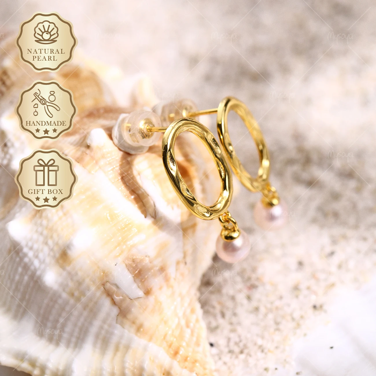 MYSOYA Pink Akoya Pearl Earrings 5-5.5mm Gold Oval S925 Silver Earrings, Gift Box, Jewelry C319
MYSOYA Pink Akoya Pearl Earrings 5-5.5mm Gold Oval S925 Silver Earrings, Gift Box, Jewelry C319