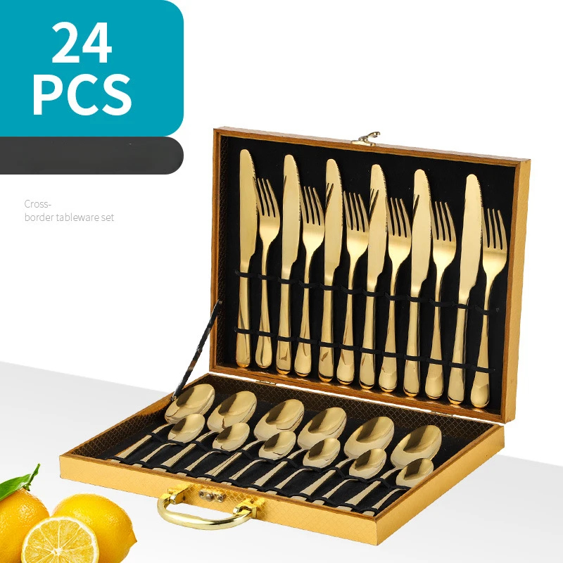 Stainless Steel Tableware, 24PCS Set of Steak Knives, Forks and Spoons, 24 Piece Set of Gift Box
Stainless Steel Tableware, 24PCS Set of Steak Knives, Forks and Spoons, 24 Piece Set of Gift Box