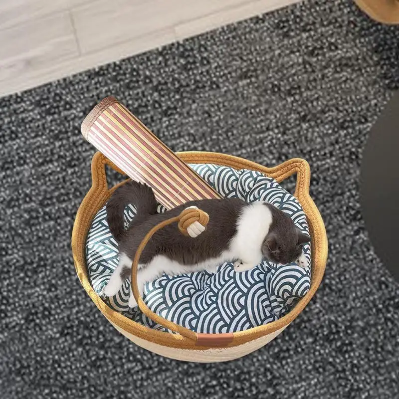 Круглая плетеная корзина для домашних кошек, подстилка из ротанга ручной работы, охлаждающая корзина для котят на лето, товары для домашних животных
Круглая плетеная корзина для домашних кошек, подстилка из ротанга ручной работы, охлаждающая корзина для котят на лето, товары для домашних животных