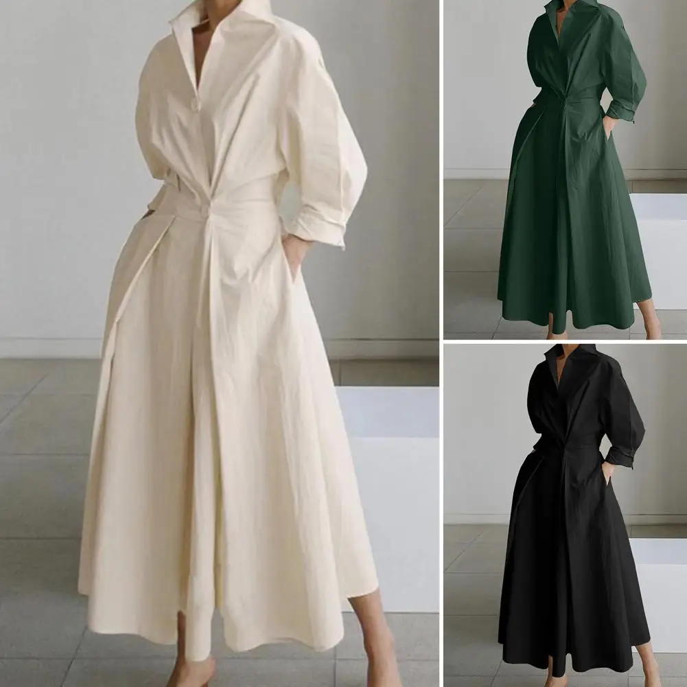 Flattering A-line Silhouette Dress Elegant Women's Button Down Shirt Dress for Office Beach A-line Midi Dress with Lapel Collar
Flattering A-line Silhouette Dress Elegant Women's Button Down Shirt Dress for Office Beach A-line Midi Dress with Lapel Collar
