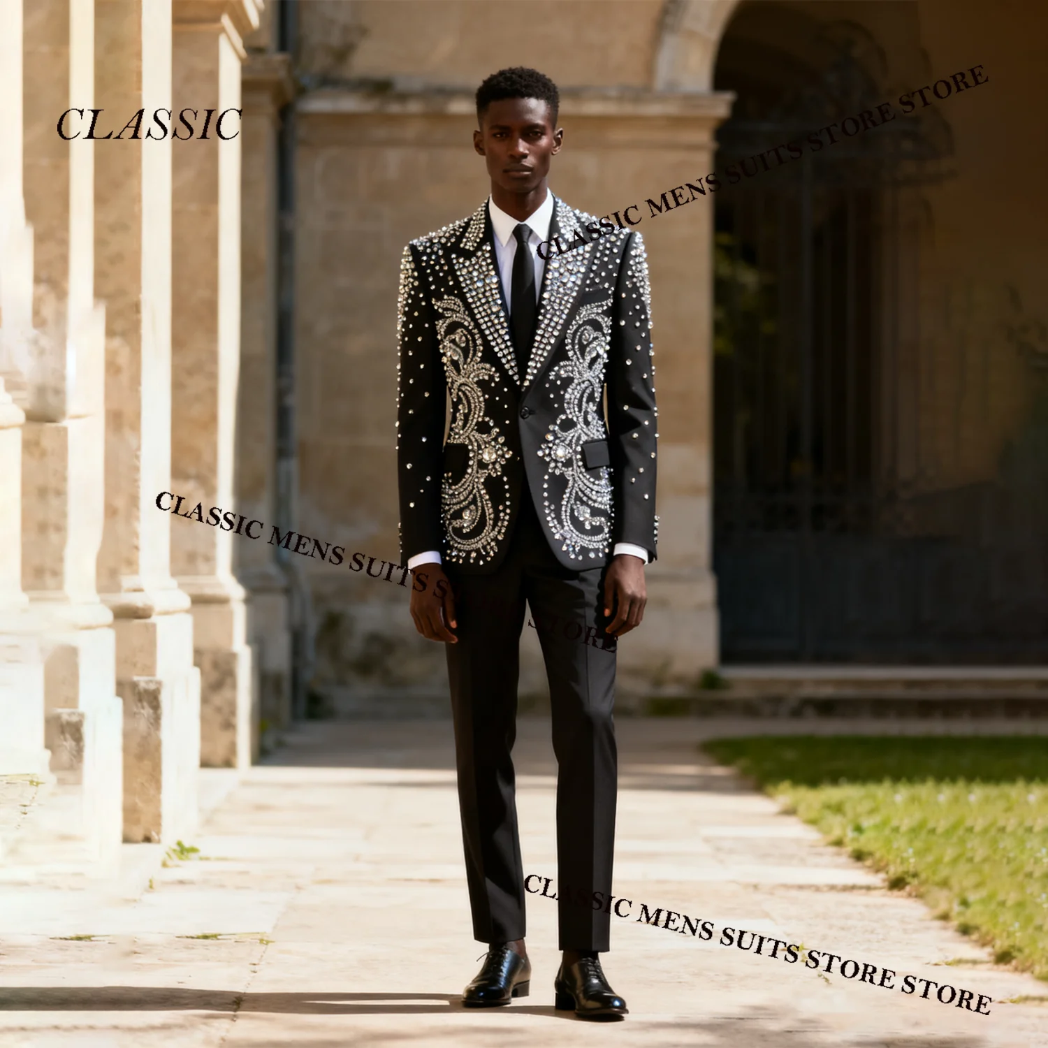 Glitter Metallic Jewelry Ornament Tuxedo Men Customized Suits 2 Piece Wedding Groom Male Prom Blazer Slim Party Ternos Completo
Glitter Metallic Jewelry Ornament Tuxedo Men Customized Suits 2 Piece Wedding Groom Male Prom Blazer Slim Party Ternos Completo