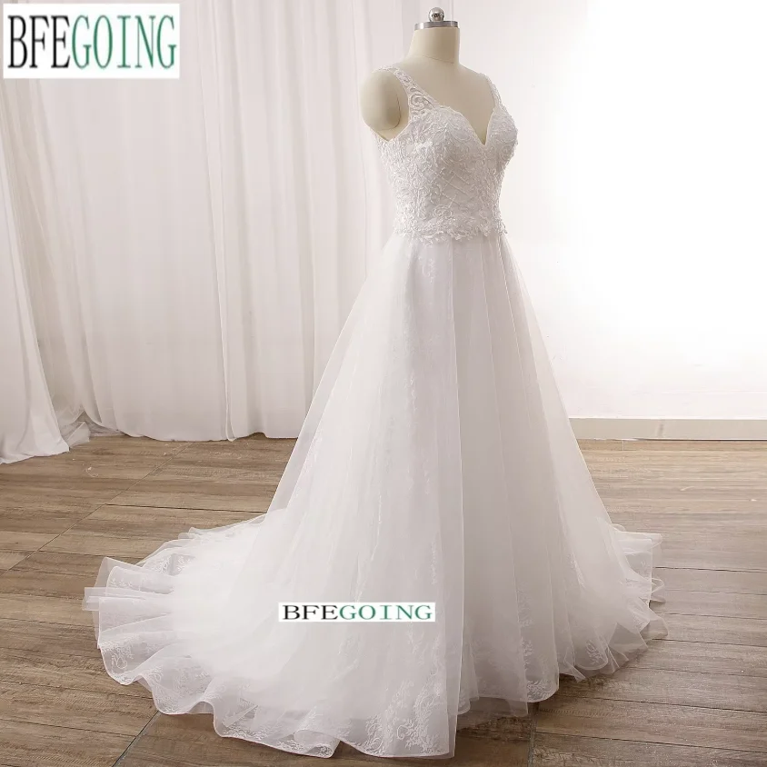 Lace Wedding Dresses Chapel Train Customized V-Neck Beading Sleeveless Floor-Length A-Line Bridal Gowns
Lace Wedding Dresses Chapel Train Customized V-Neck Beading Sleeveless Floor-Length A-Line Bridal Gowns
