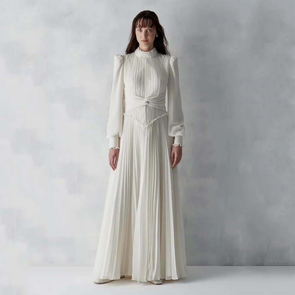 Simple Evening Dresses High Collar Long Sleeves A-line Pleat Evening Gowns 2026 Ankle Length Prom Dresses Dress Customized
Simple Evening Dresses High Collar Long Sleeves A-line Pleat Evening Gowns 2026 Ankle Length Prom Dresses Dress Customized