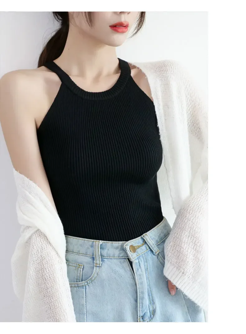 Women Black Y2K Crop Tops Knitted Off Shoulder Tank Tops Female O-Neck Elastic Solid Elegant Tops Women 2025 Summer
Women Black Y2K Crop Tops Knitted Off Shoulder Tank Tops Female O-Neck Elastic Solid Elegant Tops Women 2025 Summer