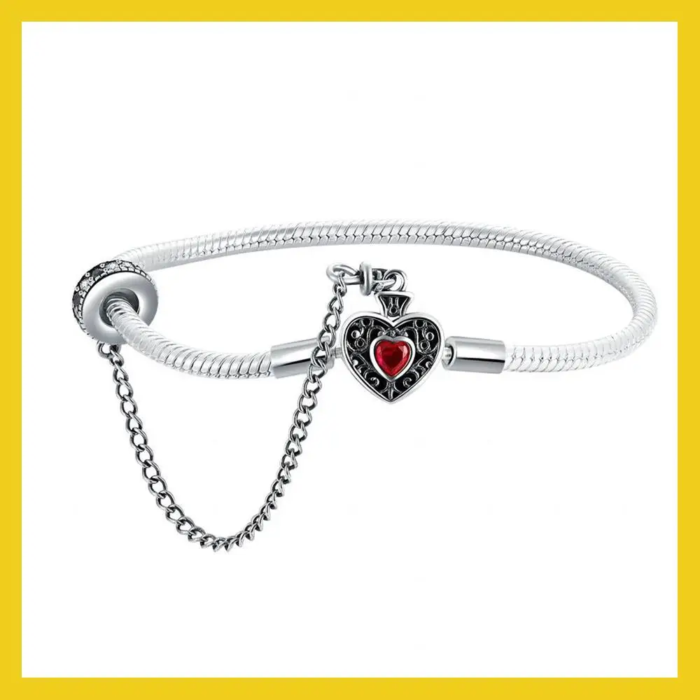 925 Sterling Silver Red Diamond Spade A DIY Safety Chain in One Snake Bone Bracelet Fit Original for Women Jewelry Gifts
925 Sterling Silver Red Diamond Spade A DIY Safety Chain in One Snake Bone Bracelet Fit Original for Women Jewelry Gifts