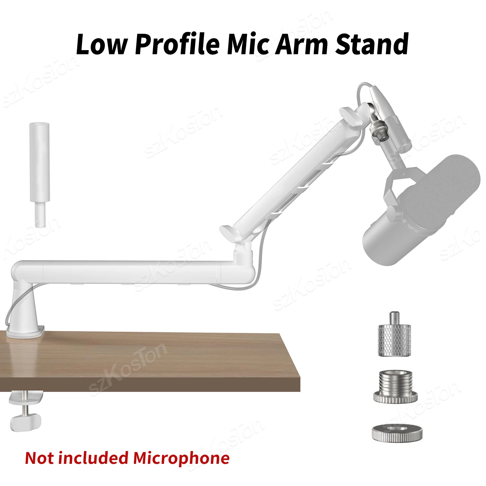 White Adjustable Microphone Stand Low Profile Mic Arm Microphone Boom Arm with Cable Management for SM7B MV7 AM8 K688
White Adjustable Microphone Stand Low Profile Mic Arm Microphone Boom Arm with Cable Management for SM7B MV7 AM8 K688