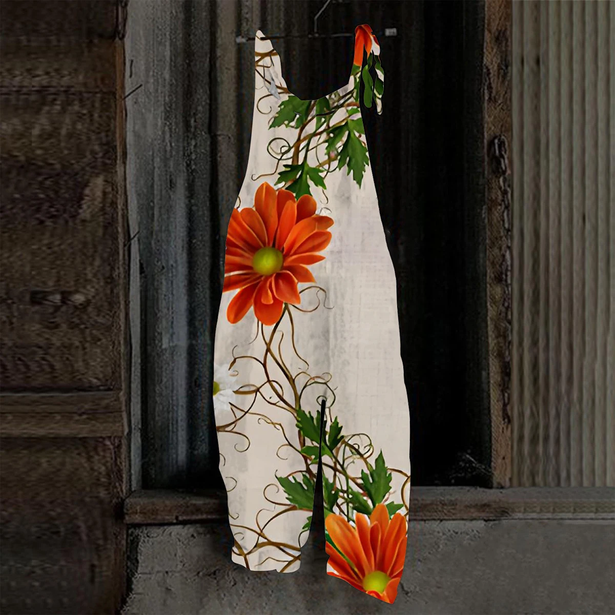 Women Floral Print Sleeveless Jumpsuit Orange Daisy Print Casual Loose Wide Leg Overalls Vintage Linen Look One Piece Pants Stre
Women Floral Print Sleeveless Jumpsuit Orange Daisy Print Casual Loose Wide Leg Overalls Vintage Linen Look One Piece Pants Stre