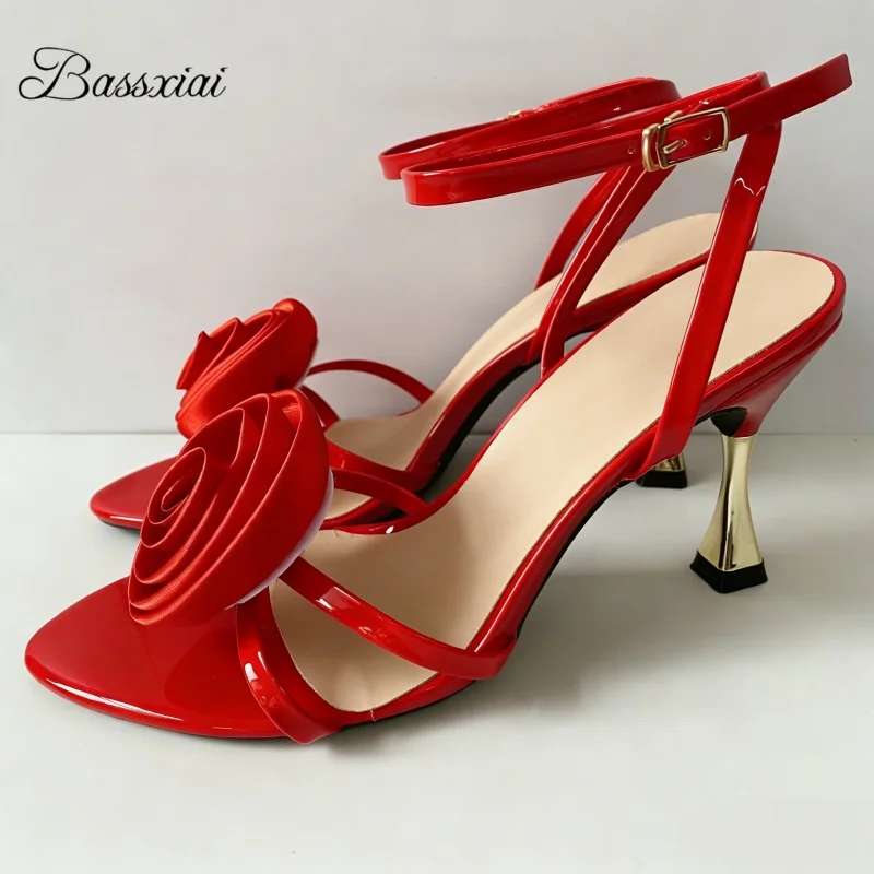 Red Silk Rose Flower Decor Women Sandals Unique High Heel Sexy Narrow Band Back Strap Summer Shoes For Girls
Red Silk Rose Flower Decor Women Sandals Unique High Heel Sexy Narrow Band Back Strap Summer Shoes For Girls