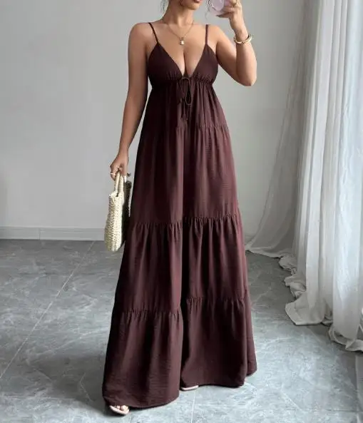 Elegant Temperament Camisole High-End Long Dress, Summer Sexy Deep V-Neck Lace Up Backless Sleeveless A-Line Camisole Dress
Elegant Temperament Camisole High-End Long Dress, Summer Sexy Deep V-Neck Lace Up Backless Sleeveless A-Line Camisole Dress