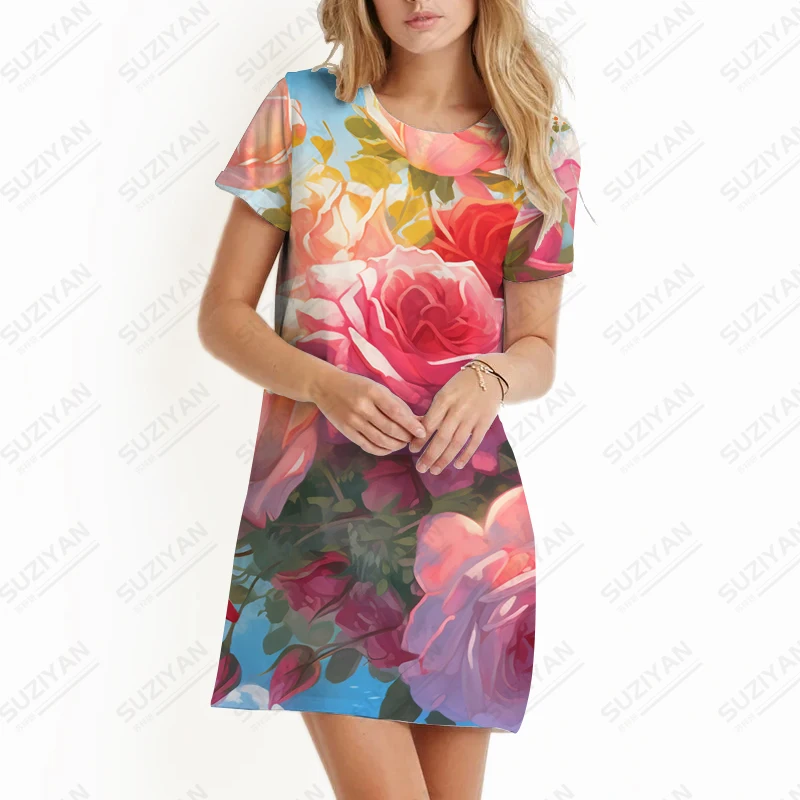 Summer new ladies dress rose 3D printed lady dress sweet style ladies dress fashion trend, casual high -quality lady dress
Summer new ladies dress rose 3D printed lady dress sweet style ladies dress fashion trend, casual high -quality lady dress