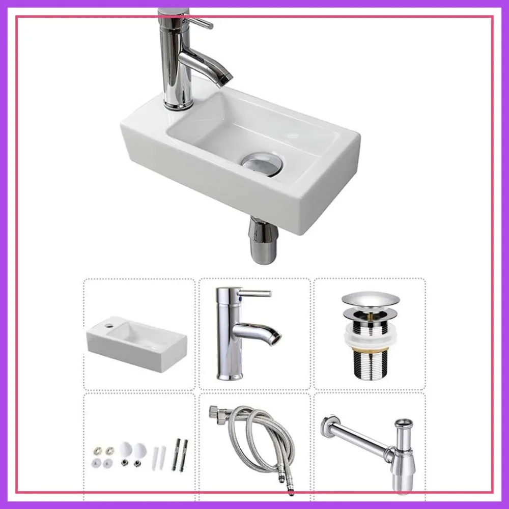 Wall Hung Basin Sink Small Cloakroom Rectangle Ceramic Wash Basin with Tap & Drain
Wall Hung Basin Sink Small Cloakroom Rectangle Ceramic Wash Basin with Tap & Drain