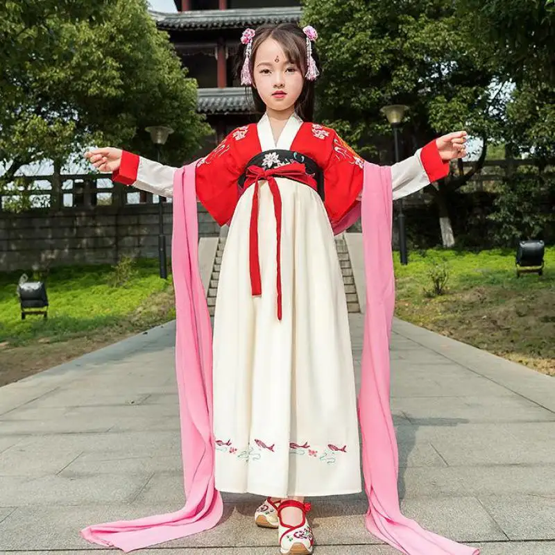 Autumn New Chinese Style Embroidery Retro Hanfu Girls Fluffy Princess Skirt Top Suit Party Evening Performance Vestido Costume
Autumn New Chinese Style Embroidery Retro Hanfu Girls Fluffy Princess Skirt Top Suit Party Evening Performance Vestido Costume