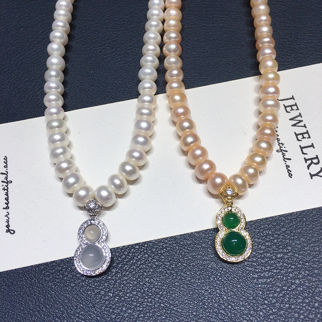 Jinggong Zhuji Pearl Natural Jade Marrow Agate Gourd Fulu Freshwater Pearl Necklace Gift for Mom
Jinggong Zhuji Pearl Natural Jade Marrow Agate Gourd Fulu Freshwater Pearl Necklace Gift for Mom