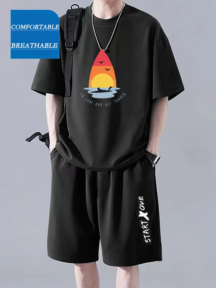 Mens Trendy Summer Sports Outfit Ice Silk T-shirt Set Lightweight Thin Quick Dry Comfortable Short Sleeve Daily Wear Fashion
Mens Trendy Summer Sports Outfit Ice Silk T-shirt Set Lightweight Thin Quick Dry Comfortable Short Sleeve Daily Wear Fashion