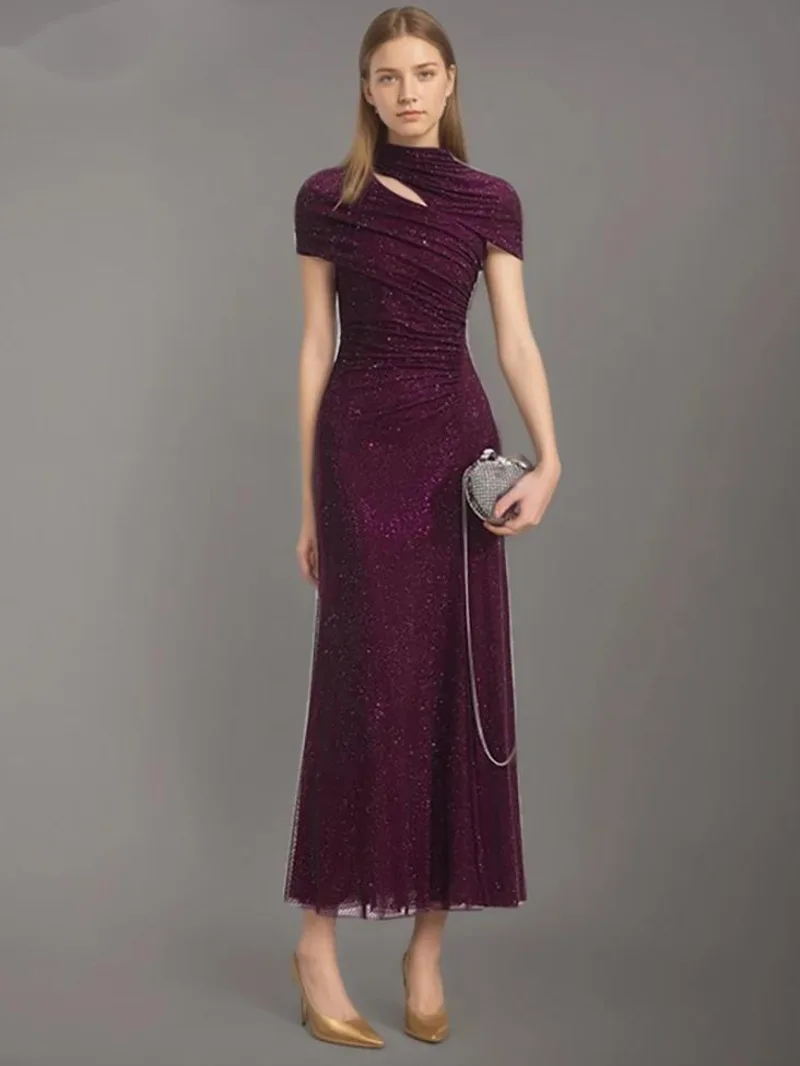 Fashion Apricot Cut Out Dress Women's Half High Collar Slim Short Sleeves High Split women Dresses evening party New 7R37S
Fashion Apricot Cut Out Dress Women's Half High Collar Slim Short Sleeves High Split women Dresses evening party New 7R37S
