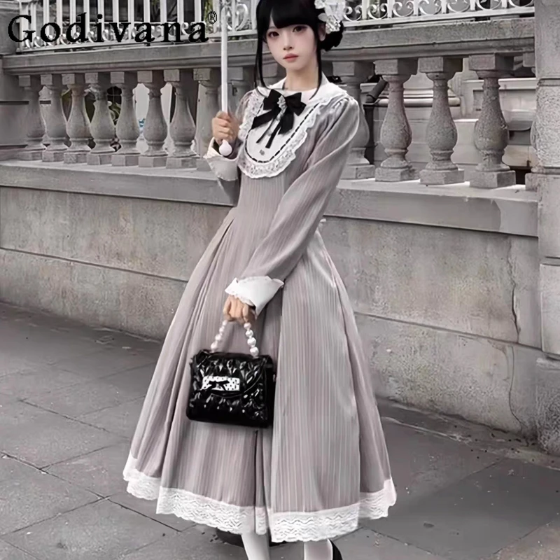 Elegant Cute Style Daily Color Block Dress Women'a Japanese Style Lolita Sweet Dress Ladies Bow Collar Princess Long Dress
Elegant Cute Style Daily Color Block Dress Women'a Japanese Style Lolita Sweet Dress Ladies Bow Collar Princess Long Dress