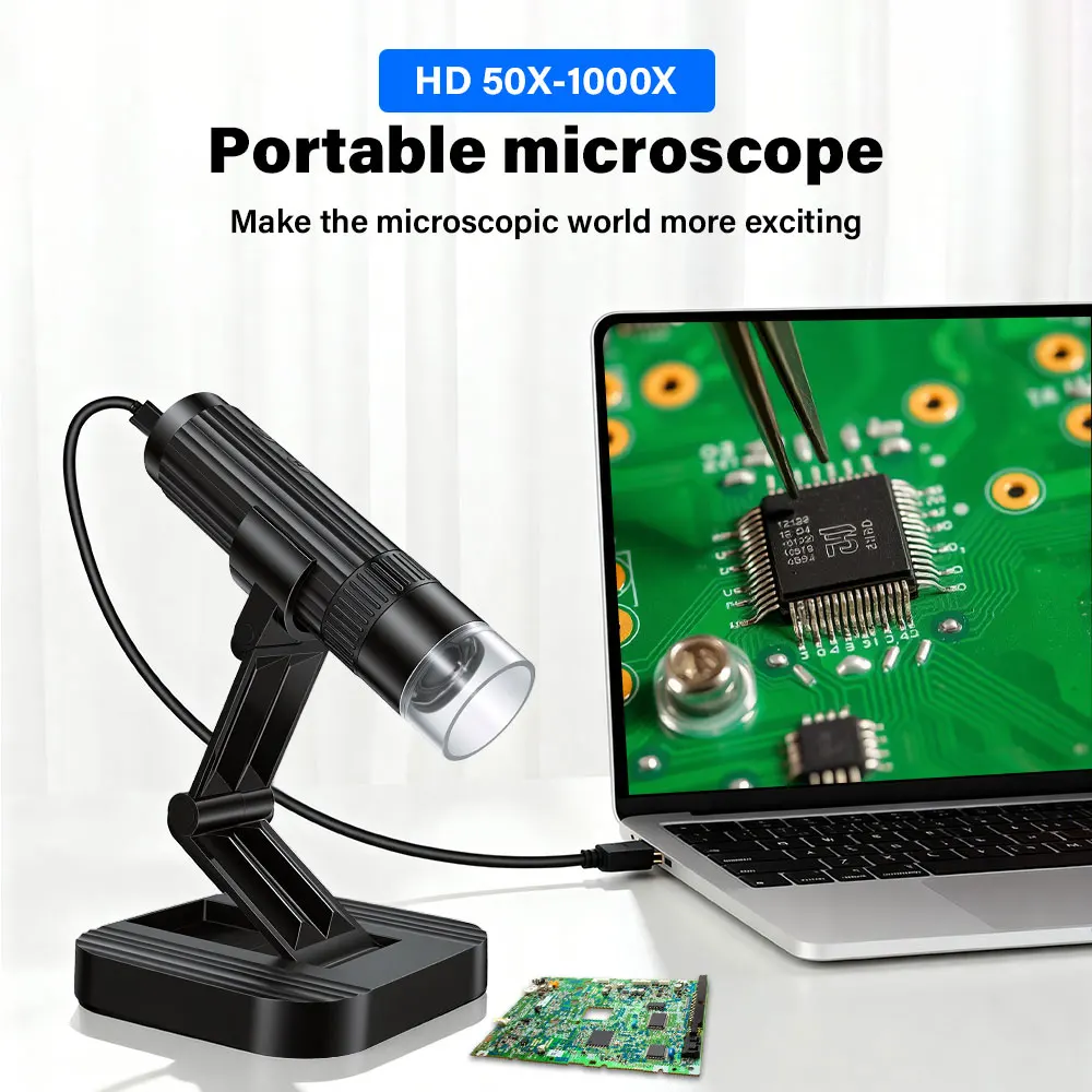 Portable Handheld Microscope 1080P HD Inspection Camera Endoscope with Adjustable Stand with LED Lights Wireless Microscope
Portable Handheld Microscope 1080P HD Inspection Camera Endoscope with Adjustable Stand with LED Lights Wireless Microscope