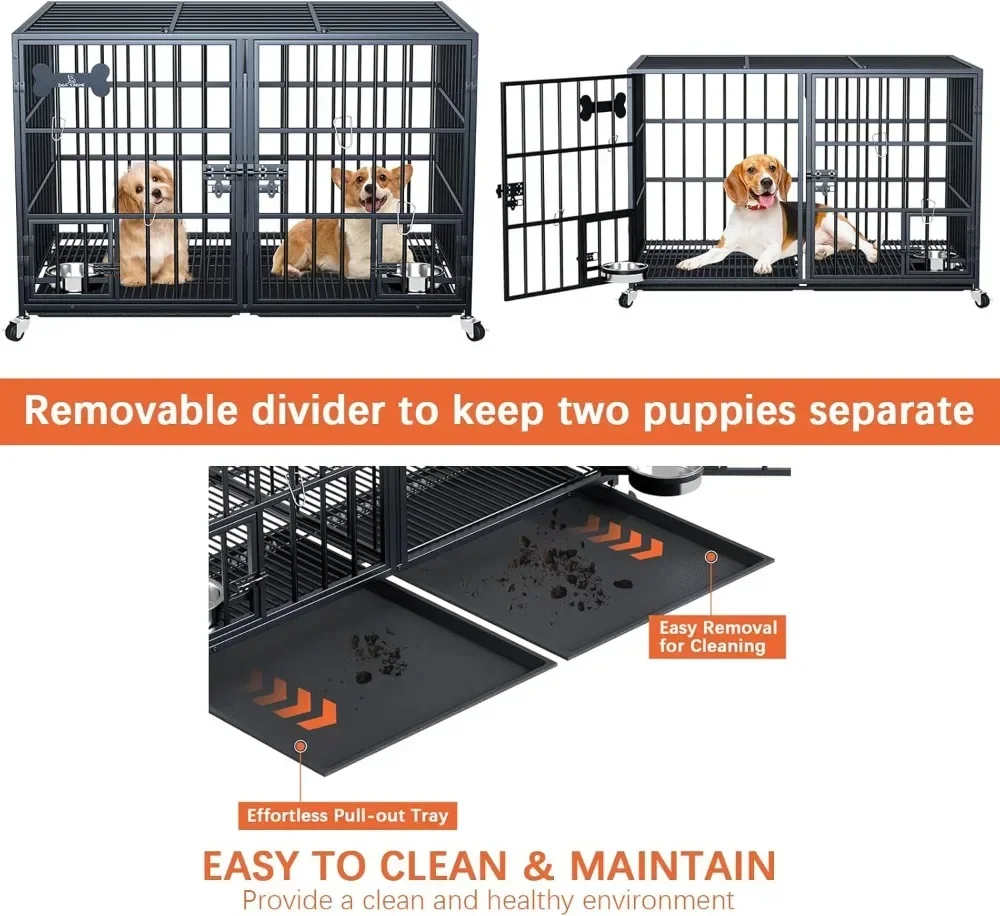 Bestseller42/48 Inch Heavy Duty Metal Dog Crate for 2 Dogs/Large Breeds, Stackable Kennel with Wheels, Tray, Divider & Feeding B
Bestseller42/48 Inch Heavy Duty Metal Dog Crate for 2 Dogs/Large Breeds, Stackable Kennel with Wheels, Tray, Divider & Feeding B