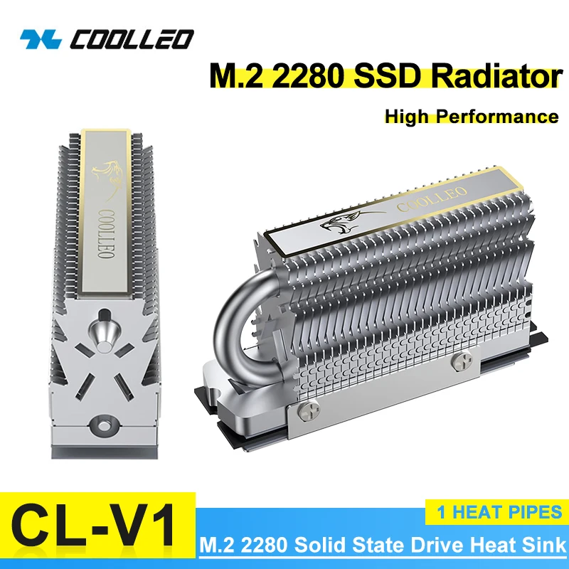 COOLLEO CL-V1 CL-V2 M.2 2280 SSD Heatsink High Performance Aluminum Heat Pipe SSD Cooler
COOLLEO CL-V1 CL-V2 M.2 2280 SSD Heatsink High Performance Aluminum Heat Pipe SSD Cooler