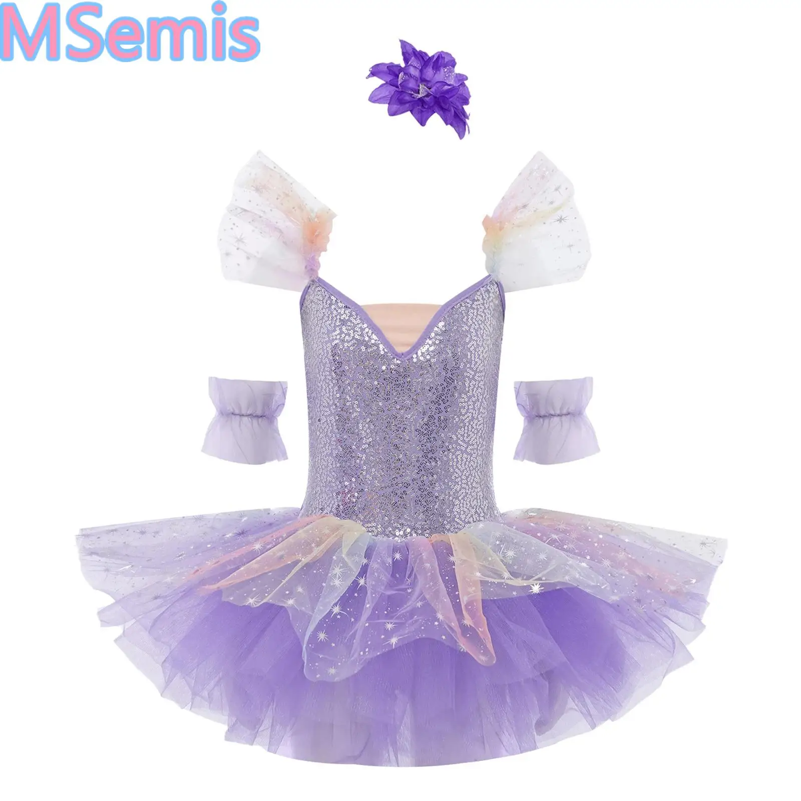 Girls Shiny Sequin Ballet Leotard Tutu Dress Adjustable Shoulder Straps Ruffled Sleeves Ballerina Tulle Dress And Headwear Cuffs
Girls Shiny Sequin Ballet Leotard Tutu Dress Adjustable Shoulder Straps Ruffled Sleeves Ballerina Tulle Dress And Headwear Cuffs
