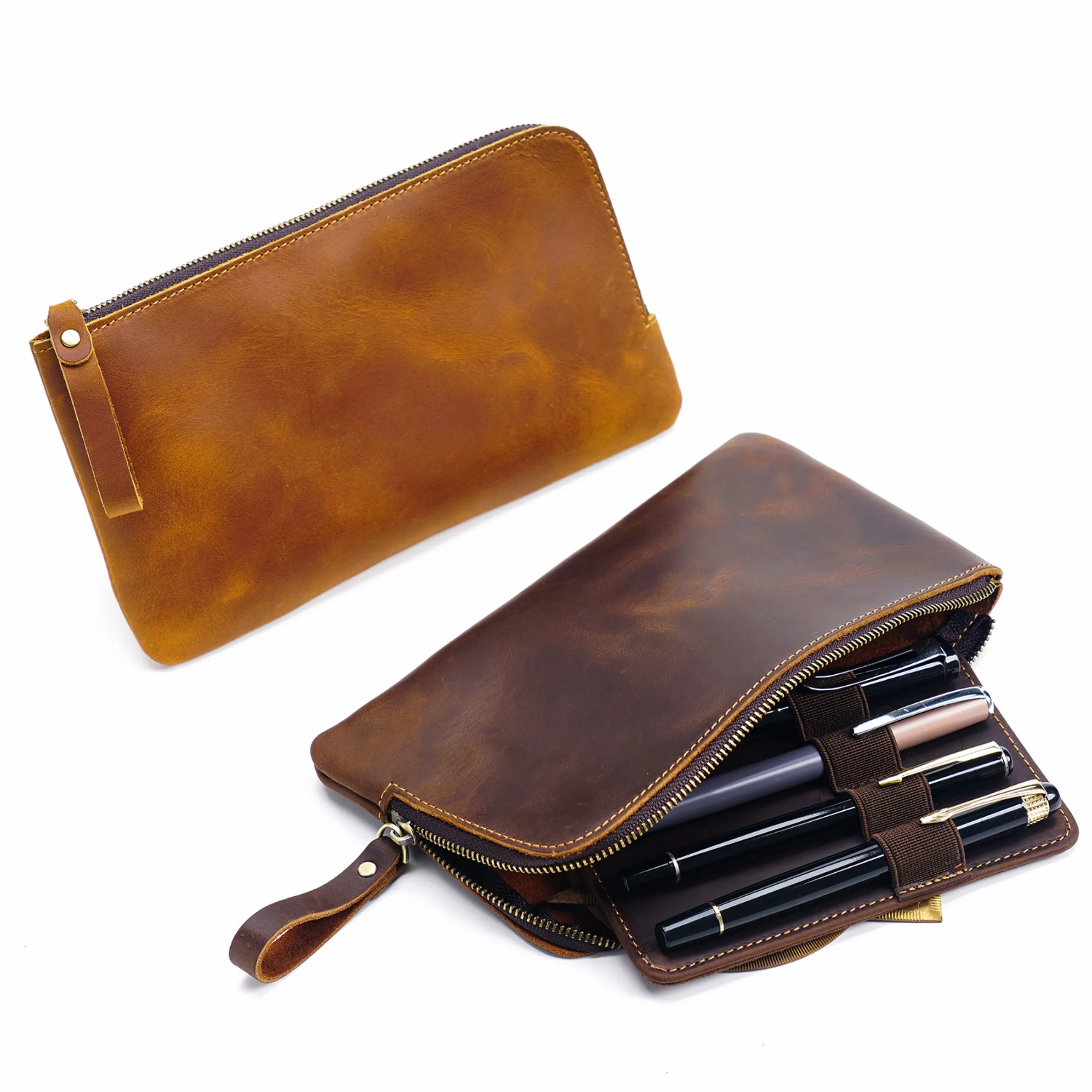 Retro Leather Pencil Pen Pouch Genuine Leather Zipper Bag Multifunctional Stationery Holder Case for Travel Work and University
Retro Leather Pencil Pen Pouch Genuine Leather Zipper Bag Multifunctional Stationery Holder Case for Travel Work and University
