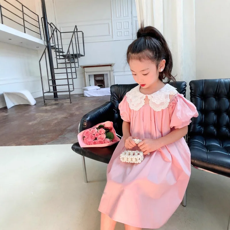 Girls' Summer Dress New Fashionable Sweet Lace Trim Turn-down Collar Princess Dress for Toddlers and Young Girls Wholesale
Girls' Summer Dress New Fashionable Sweet Lace Trim Turn-down Collar Princess Dress for Toddlers and Young Girls Wholesale