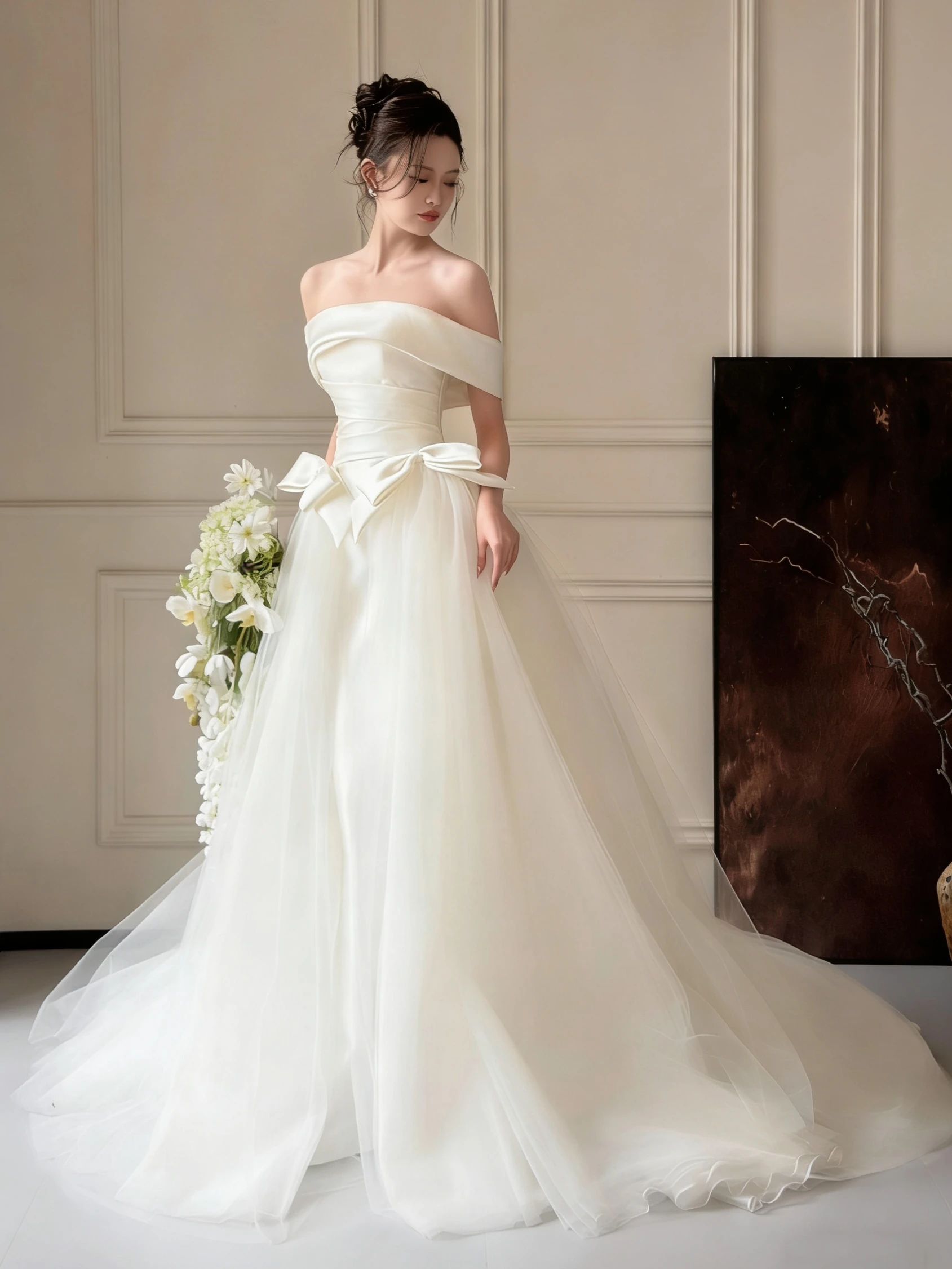 Elegant Satin Light Wedding Dress Simple High-End One-Shoulder Groomsmen Outfit Fairy Tale White Dress for Hotel Indoor Use
Elegant Satin Light Wedding Dress Simple High-End One-Shoulder Groomsmen Outfit Fairy Tale White Dress for Hotel Indoor Use