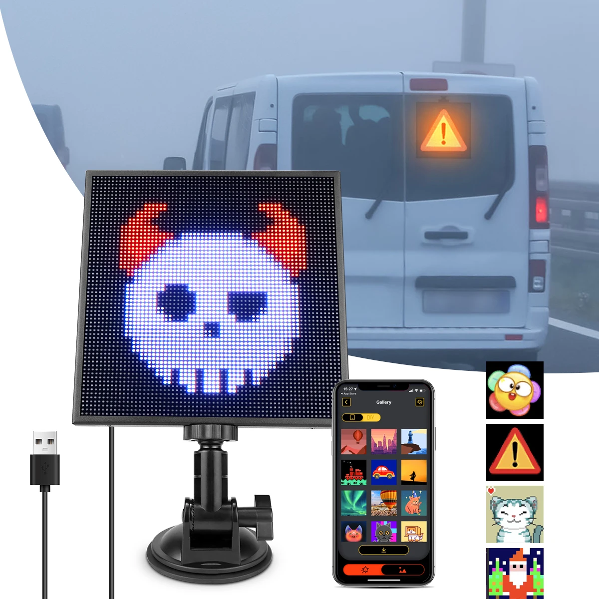 Lcamaw Programmable Scrolling Text Animation LED Pixel Display Advertising Screen Car Light Sign USB 5V Bluetooth APP Control
Lcamaw Programmable Scrolling Text Animation LED Pixel Display Advertising Screen Car Light Sign USB 5V Bluetooth APP Control