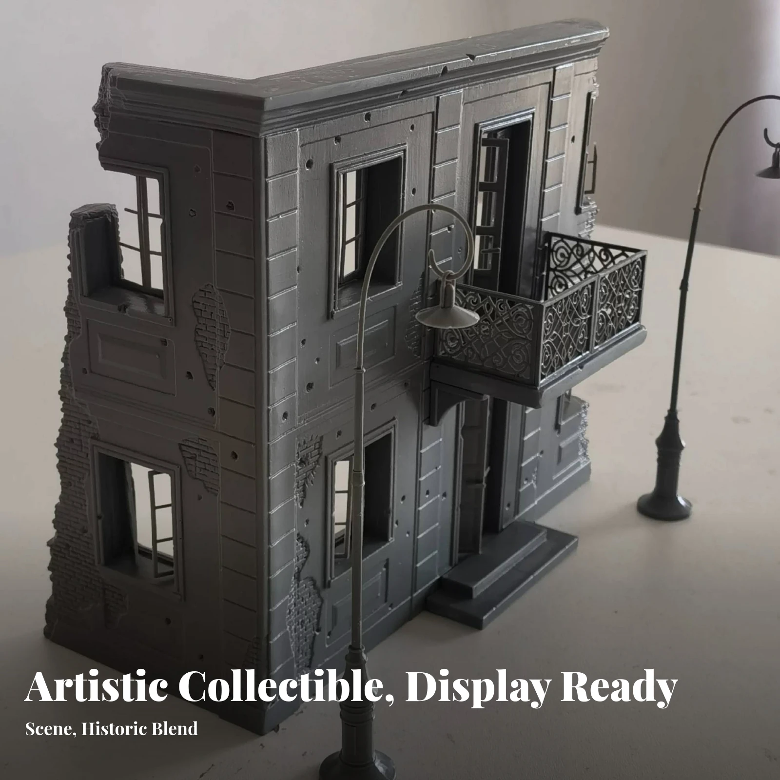 Ornate Railing War Building Facade 1/35 Scale Damaged City Building Gray Finish
Ornate Railing War Building Facade 1/35 Scale Damaged City Building Gray Finish