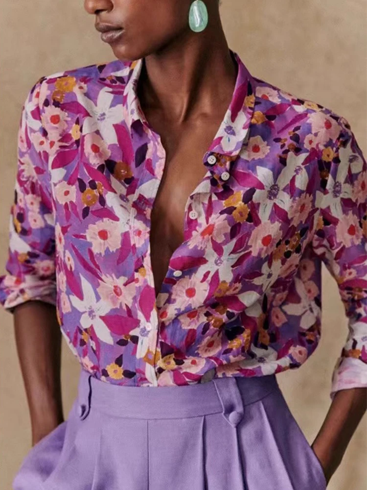 Spring 2025 Vintage Print Purple Long Sleeve Shirt Women's Painting Printing Floral Thin Top New Naturaleye Commute Style Str...
Spring 2025 Vintage Print Purple Long Sleeve Shirt Women's Painting Printing Floral Thin Top New Naturaleye Commute Style Str...