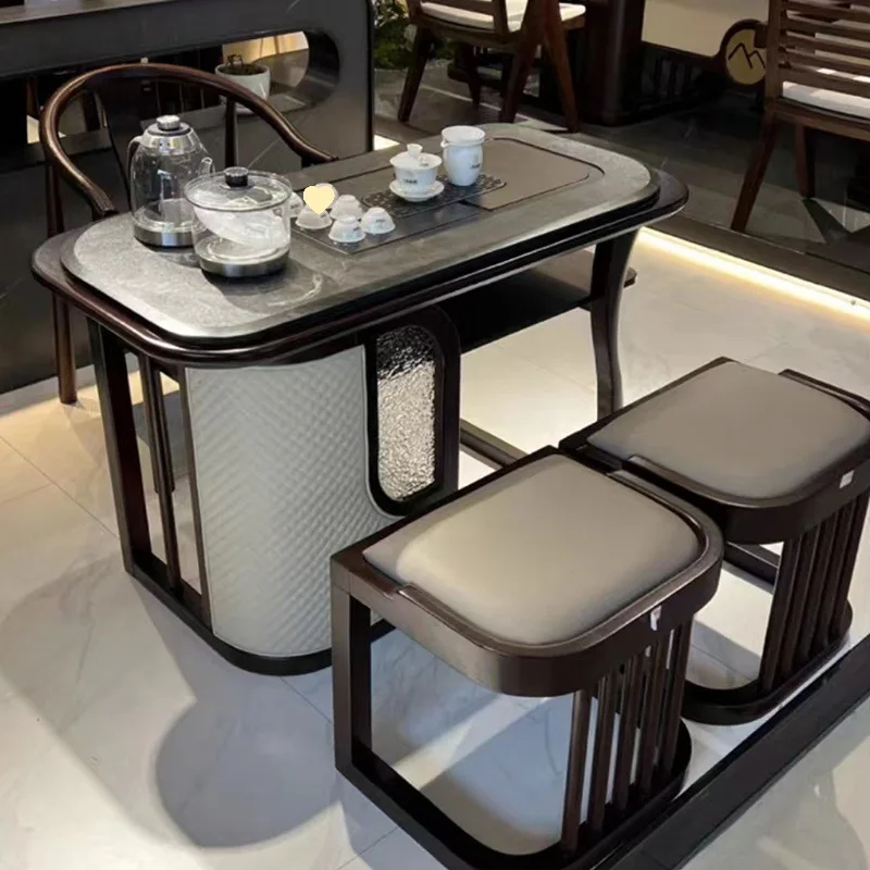 New Chinese tea table and chair combination solid wood office tea table New Guochao tea room home balcony
New Chinese tea table and chair combination solid wood office tea table New Guochao tea room home balcony