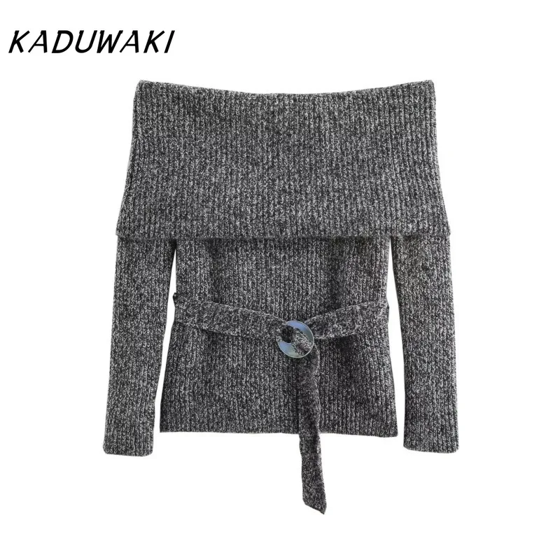 KADUWAKI модные женские сексуальные серые короткие вязаные пуловеры на одно плечо с длинным рукавом винтажные свитера без бретелек с поясом 여성 반팔 니트
KADUWAKI модные женские сексуальные серые короткие вязаные пуловеры на одно плечо с длинным рукавом винтажные свитера без бретелек с поясом 여성 반팔 니트