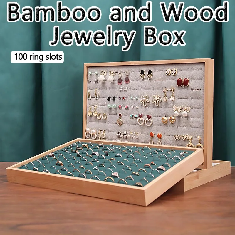 Fashion 100 Digit Ring Display Tray Bamboo Wood Jewelry Stud Earrings Storage Plate Jewellery Counter Showcase JJH05
Fashion 100 Digit Ring Display Tray Bamboo Wood Jewelry Stud Earrings Storage Plate Jewellery Counter Showcase JJH05