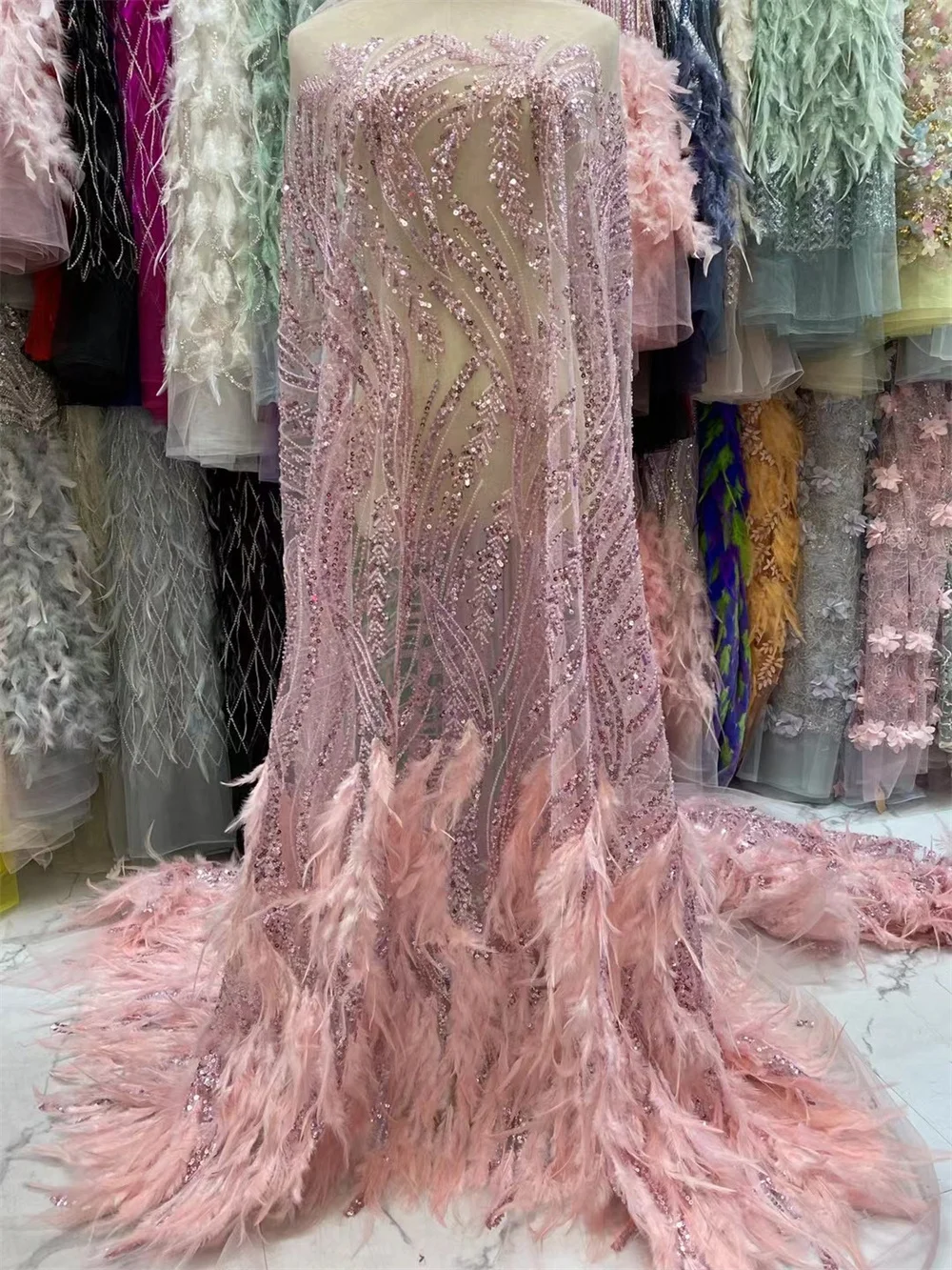 African Nigerian Feather Lace Fabric 2024 High Quality Lace Luxury Sequins Beaded Embroidery Pink Lace Fabric Nigerian DrWp488-1
African Nigerian Feather Lace Fabric 2024 High Quality Lace Luxury Sequins Beaded Embroidery Pink Lace Fabric Nigerian DrWp488-1