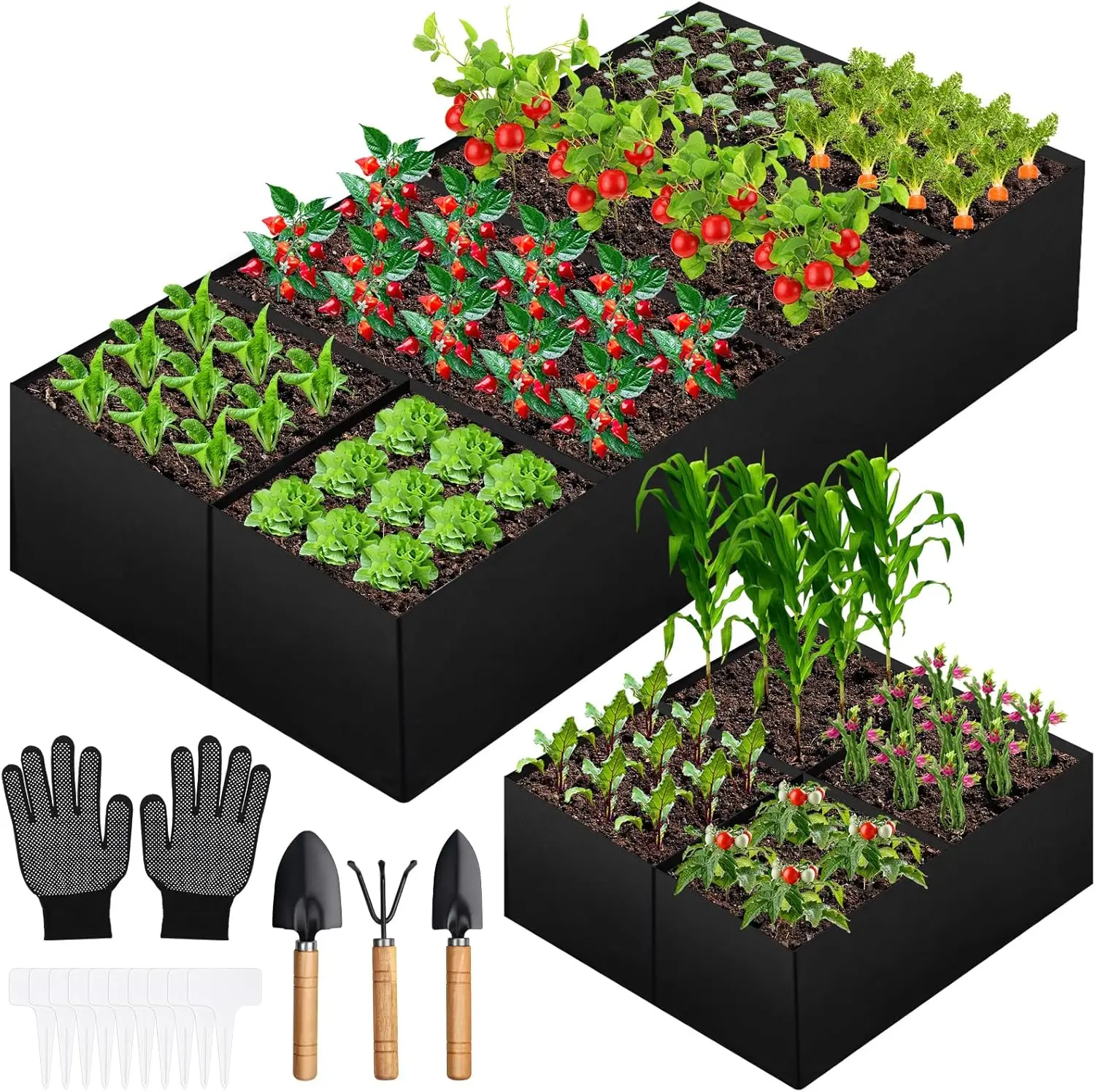 Fabric Raised Garden Bed, Large Garden Grow Bags Rectangle Breathable Planting Containers with 4 Grids Reusable Heavy Po
Fabric Raised Garden Bed, Large Garden Grow Bags Rectangle Breathable Planting Containers with 4 Grids Reusable Heavy Po