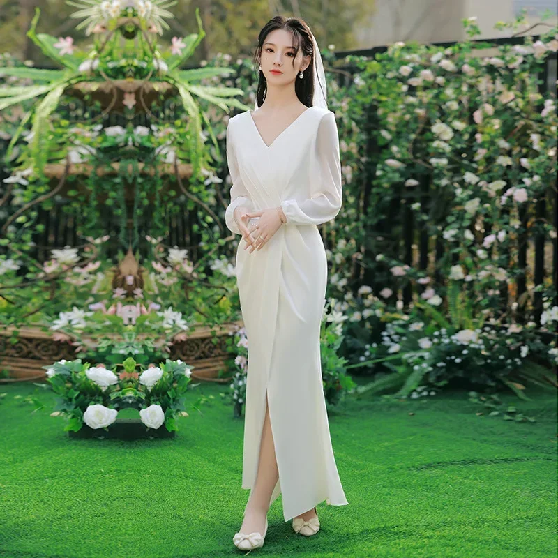 Satin Light Wedding Dress 2023 New Travel Photography Simple Go Out Dress Certificate Collection Small White Skirt Small Man
Satin Light Wedding Dress 2023 New Travel Photography Simple Go Out Dress Certificate Collection Small White Skirt Small Man